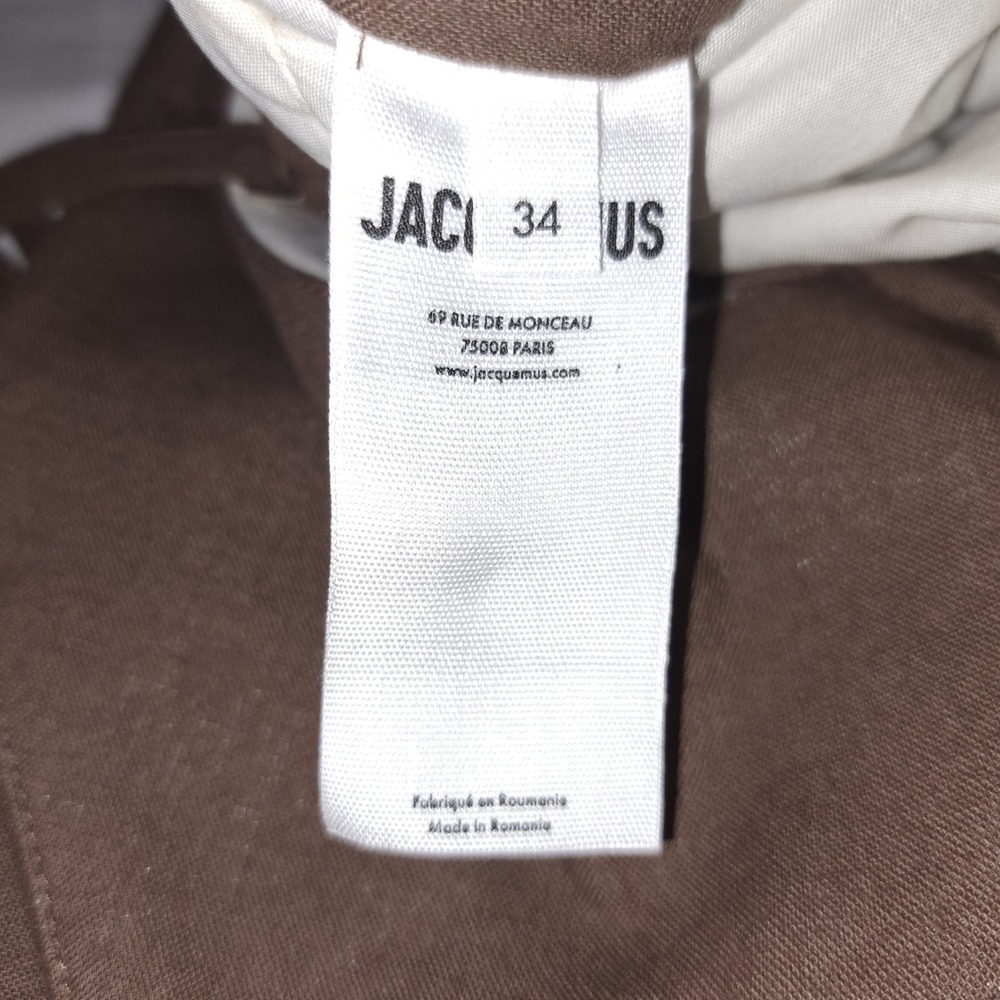 Jacquemus Brown Ruched‎ Asymmetrical Hem Spaghetti Strap Dress - Picture 16 of 16